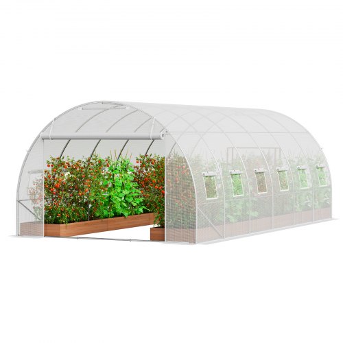 

VEVOR Walk-in Tunnel Greenhouse 19.36x9.68x6.5ft Galvanized Frame PE Cover White