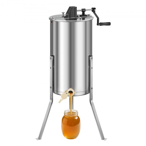 VEVOR Honey Extractor, 2 Frame Manual Honey Spinner with Transparent Lid, Stainless Steel Honeycomb Drum Spinner with Height Adjustable Stand, Honeyco