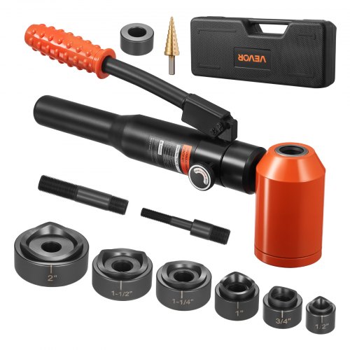 

VEVOR Knockout Punch Set, 98.07 kN Hydraulic Knockout Set, 12.7 to 50.8mm KO Tool Kit Hole Making Tool, KO Tools Kit W/6 Dies for Metal Electrical Cabinets, Electrical Control Cabinets, Switch Cabinet