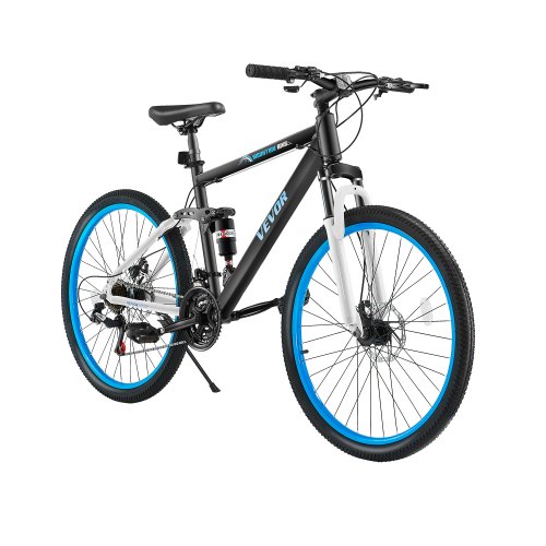 

26" Mountain Bike MTB Bicycle 21 Speed Full Suspension Aluminum Dual Disc Brakes