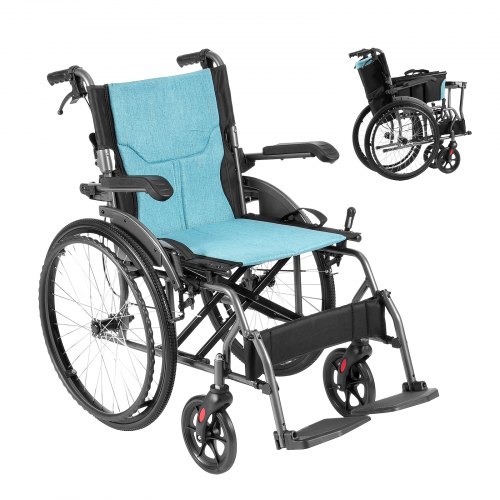 

VEVOR Wheelchair, Durable Aluminum Alloy Ultra-Lightweight Wheelchairs, Portable Wheelchair with Flip-Back Desk-Length Arms, 3-Position Adjustable Footrests, 18-Inch Wide Seat, 250lbs Weight Capacity