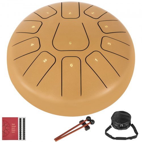 Steel Tongue Drum 10" 11notes Percussion Instrument W/ Bag Mallets Finger Picks
