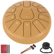 Steel Tongue Drum 10" 11 Notes Percussion Instrument W/bag Mallets Finger Picks