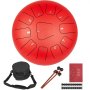10" Steel Tongue Drum Handpan C Tune11 Notes Hand Tankdrum With Bag Mallets Red