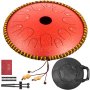 Tongue Drum 14 Notes Dish Shape Drum 14.9 Inches Dia. With Rope Decoration Red