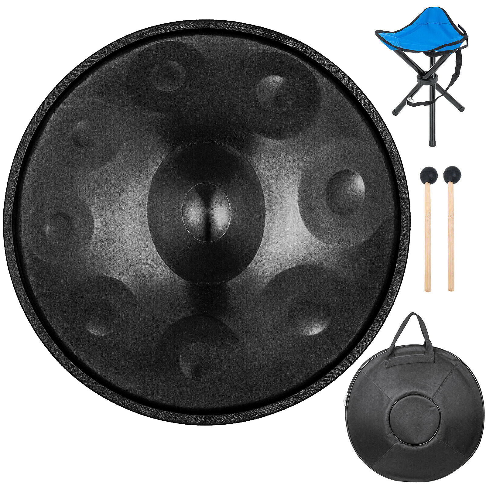 9 Notes Hand Drum Handpan 22" D Minor Hand Pan Carbon Steel Tongue Musical + Bag от Vevor Many GEOs