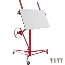 VEVOR Drywall Rolling Lifter Panel, 16ft Sheetrock Lift Drywall Lift, 150lb Weight Capacity Panel Hoist Jack Tool, Steel Material w/Telescopic Arm & 3 Lockable Wheels, 48x192 in Plasterboard Size