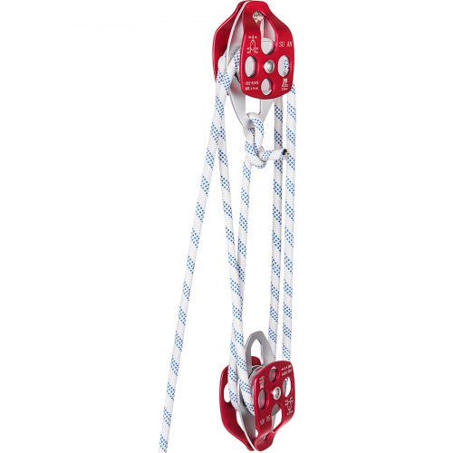 Twin Sheave Block And Tackle 7500lb Pulley System 100ft 1/2"double Braid Rope
