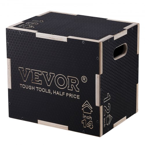 

VEVOR 3 in 1 Plyometric Jump Box, 16/14/12 Inch Wooden Plyo Box, Platform & Jumping Agility Box, Anti-Slip Fitness Exercise Step Up Box for Home Gym Training, Conditioning Strength Training, Black