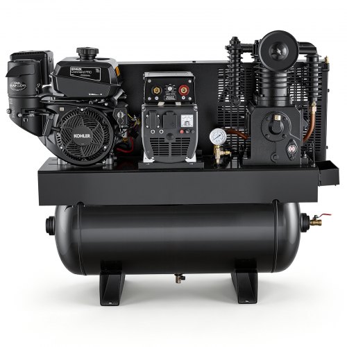 VEVOR 3-in-1 Gas Powered Air Compressor Generator Welder Combo, 14 HP 30 Gallon Air Compressor + 6000W Generator + 200A Welder, 14 CFM at 90 PSI Gas-Driven Air Compression System for Workshop Jobsite