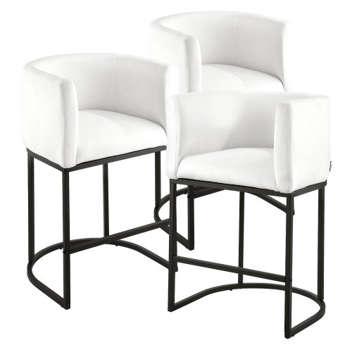 VEVOR Bar Stool Set of 3, 25 inch Counter Height Stools, Counter Barstool with Backrest, Arm, Metal Frame, and Footrest, Accent Fabric Bar Chair, Isla