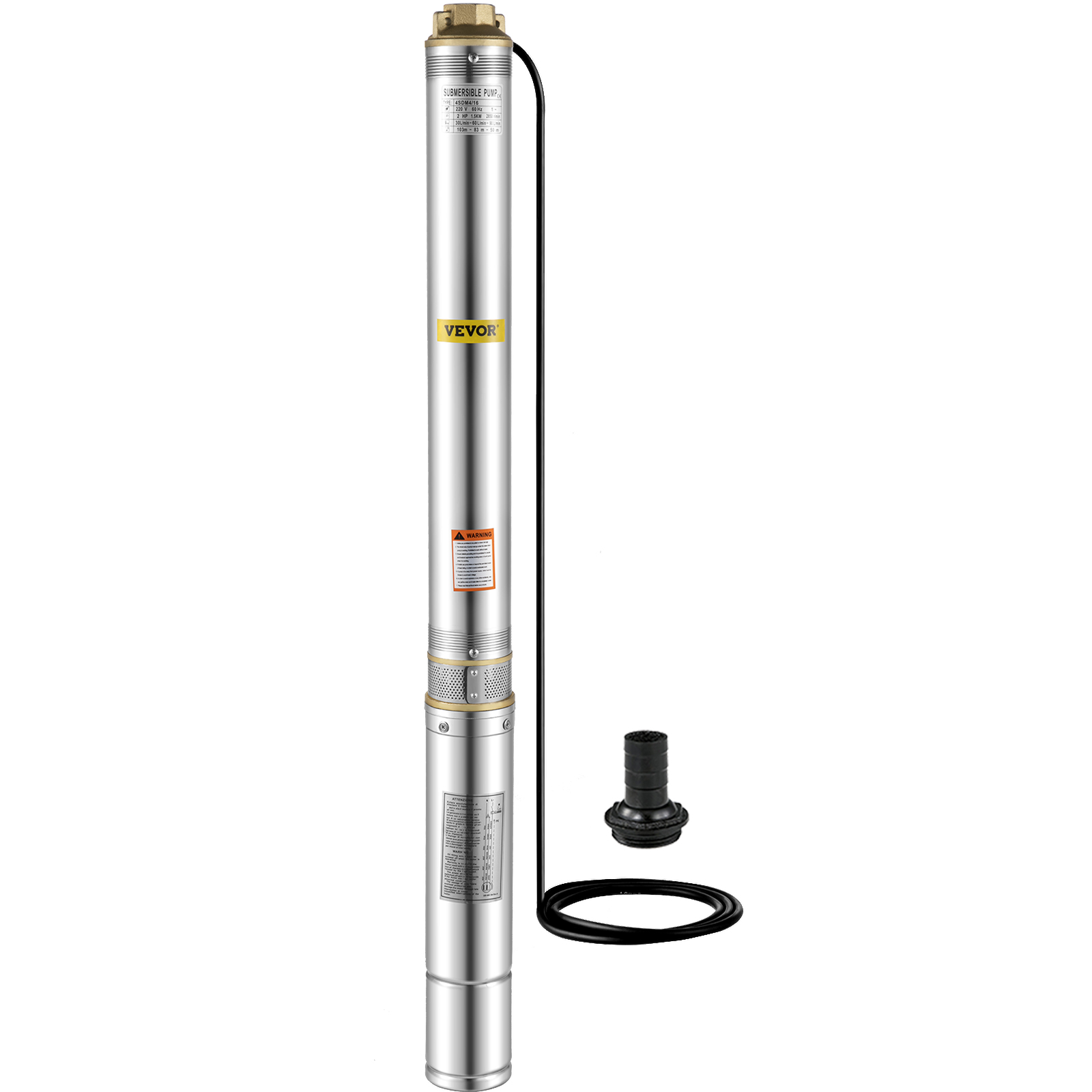 Vevor 1.5hp 4" Deep Well Pump 24gpm Submersible Well Pump Stainless Steel 220v от Vevor Many GEOs