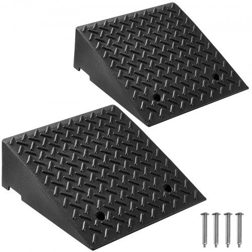 VEVOR Driveway Curb Ramp, 3.175 Tons Load Capacity, 17.8 cm Rise Height Heavy Duty Curbside Bridge Ramp with Drainage Tank for Wheelchairs, Strollers,