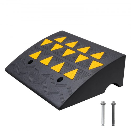 VEVOR Rubber Curb Ramp 6 Rise Height Sidewalk Curb Ramp, 14.6 Width 19.3 Length Driveway Ramp For Curb, 15T Heavy Duty Rubber Ramp For Forklifts, T