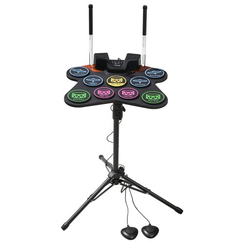 

Electric Drum Set 9-Pad Stand Built-in Dual Speakers Light Up Sticks for Kids