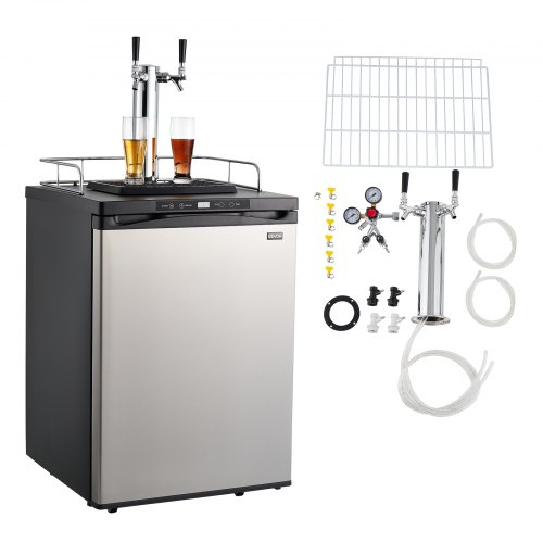 VEVOR Beer Kegerator with CO2 Tank Dual-Tap Beer Dispenser 162L Refrigerator