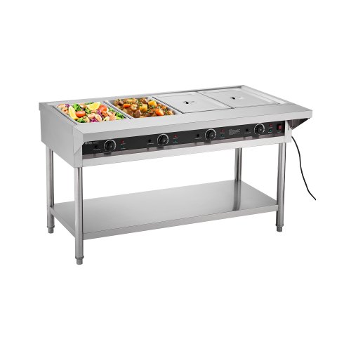 

4-Pan Commercial Food Warmer Steam Table with Independent Temperature Control