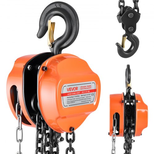 

VEVOR Hand Chain Hoist, 2 Ton 4400 lbs Capacity, Manual Chain Block with Upgrade G80 Galvanized Chain, 10 ft Lifting Height, Heavy Duty Pulley Hoist for Garage Warehouse Automotive Machinery, Orange