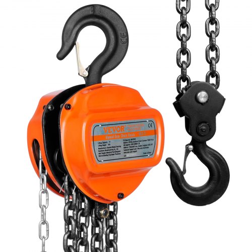 

VEVOR Manual Chain Hoist, 2 Ton 4400 lbs Capacity 10 FT Come Along, G80 Galvanized Carbon Steel with Double-Pawl Brake, Auto Chain Leading & 360° Rotation Hook, for Garage Factory Dock