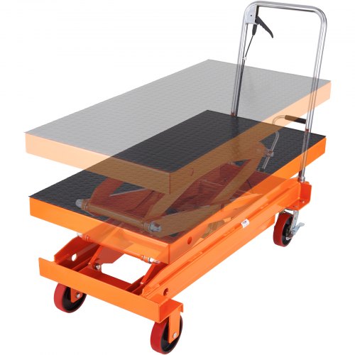 

VEVOR Hydraulic Lift Table Cart, 1760lbs Capacity 59" Lifting Height, Manual Double Scissor Lift Table with 4 Wheels and Non-slip Pad, Hydraulic Scissor Cart for Material Handling and Transportation