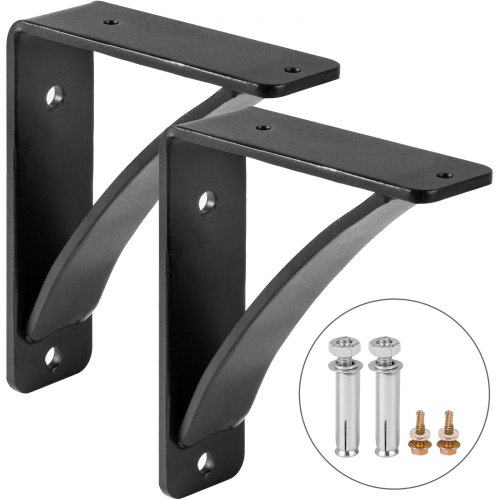 VEVOR 2 Pack Steel Shelf Brackets,Heavy Duty Hand Welded Steel Brackets 7x6x2", 450 lbs Supports Heavy Weight,Floating Shelves Triangle Supports, DIY Rustic Shelving Joints(7x6x2", 450 lbs)