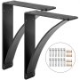 VEVOR Heavy Duty Shelf Brackets 2 Pack, Floating Shelf Bracket 9x12x4", 450lbs Load Garage Workshop Home Steel Shelf Brackets Hand Welded Triangle Shelf Support Holder Wall Matte Black DIY Rustic