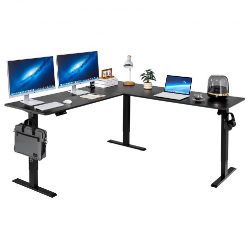 

VEVOR L Shaped Desk Electric Adjustable Height Corner Home Gaming Desk Black