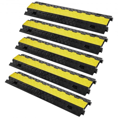 

VEVOR 5 PCs Cable Protector Ramp, 2 Channel, 10000 kg/axle Capacity Heavy Duty TPU Wire Cover Ramp Hose Protector Ramp Driveway, Traffic Speed Bump with TPR Flip-Open Top Cover, for Indoor & Outdoor