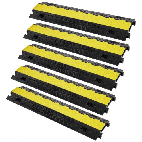 VEVOR 5 PCs Cable Protector Ramp, 2 Channel, 22000 lbs/axle Capacity Heavy Duty