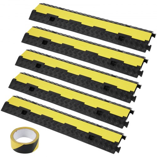 VEVOR 5-Piece Rubber Cable Guard, Dual Channel, 12000 lbs per Axle Load Capacity