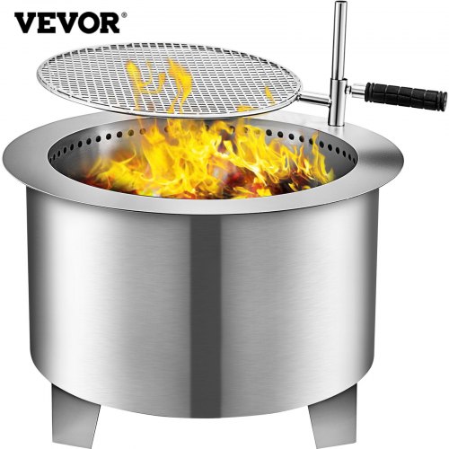 

Double Fire Pit Patio Burner Bbq Grill Round Wood-burning Flame Camping Site