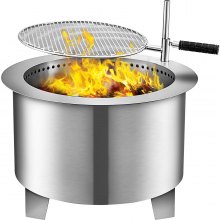 Double Flame Patio Fire Pit Wood-Burning, Smoke-less, Portable, Stainless Steel Fire Pit for Backyard
