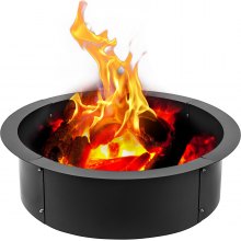Vevor 45x39" Fire Pit Ring Liner Steel Round In Black Camp Sites Fireplace Parts