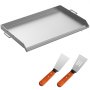 VEVOR Stainless Steel Griddle,32" X 17" Universal Flat Top Rectangular Plate , BBQ Charcoal/Gas Grill with 2 Handles and Grease Groove with Hole，Grills for Camping, Tailgating and Parties .