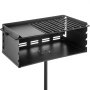 VEVOR Outdoor Park Style Grill 25x17x11 Inch with Grate and Plate, Single Post Carbon Steel Outdoor Park Grill 50 Inch Height Pole, Heavy Duty Park Style Charcoal Grill for BBQ, Camping or Backyard
