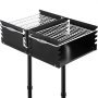Park-style Camping Outdoor Double Post Steel Bbq Charcoal Grill W/ Cooking Grate
