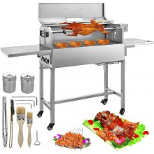 Bbq Charcoal Grill 4 Caster Wheels Patio 2 Side Boards Smoking Garden Bbq Grill
