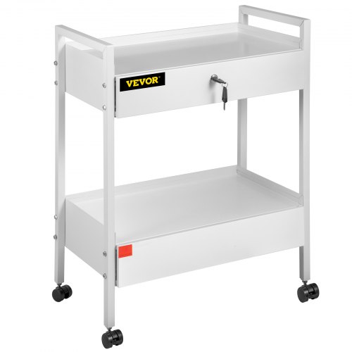 

VEVOR Trolley Cart Dental Lab Trolley Steel Mobile Rolling Serving Cart 2 Tiers