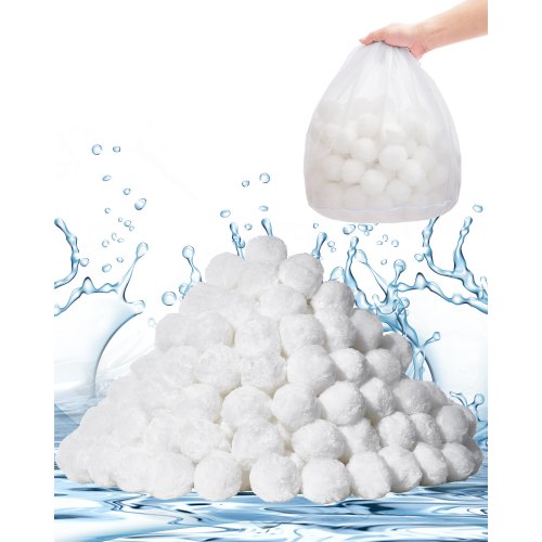 VEVOR Pool Filter Balls for Sand Filter, 1.6 kg/3.5 lbs, Filter Balls Replace Pool Filter Sand, Reusable Polyester Fiber Filter Media Balls with Wash Bag, for Swimming Pool Above Ground Pool Aquarium Tank