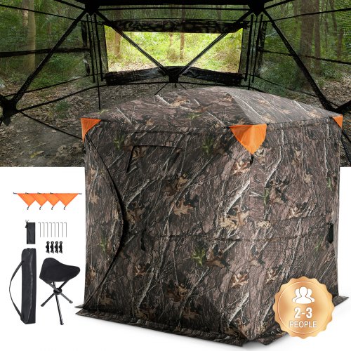 VEVOR Hunting Blind, 270° See Through Ground Blind, 2-3 Person Pop Up Deer Blind for Hunting with Carrying Bag, Portable Resilient Hunting Tent, One-Way See-Through Mesh for Turkey and Deer Hunting VEVOR Hunting Blind, 270° See Through Ground Blind, 2-3 Person Pop Up Deer Blind for Hunting with Carrying Bag, Portable Resilient Hunting Tent, One-Way See-Through Mesh for Turkey and Deer Hunting
