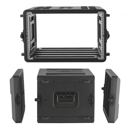 

VEVOR 6U Rack Case, 15 in Depth, Rackmount Flight Case Shallow Rack with Microphone Compartments, Polyethylene Construction, Recessed Latches, Easy Installation, for Amplifier, 13.8 in Internal Depth