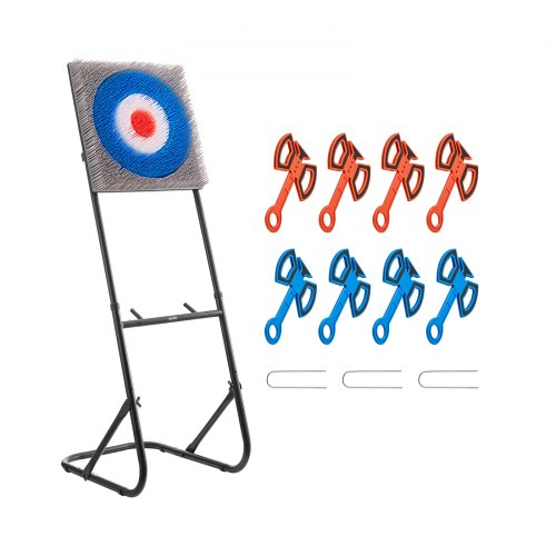 

Axe Throwing Game Plastic Bristle Target with 8 Throwing Axes Set Steel Frame
