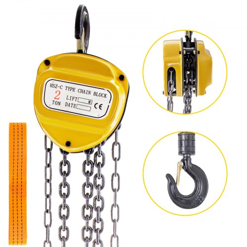 Chain Hoist Chain Block Hoist 4400lbs/2ton Manual Chain Block w/ 3m Towing Chain