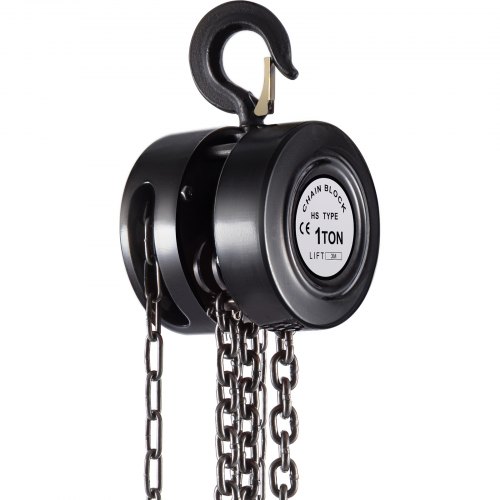 VEVOR Hand Chain Hoist, 2200 lbs /1 Ton Capacity Chain Block, 10ft/3m Lift Manual Hand Chain Block, Manual Hoist w/ Industrial-Grade Steel Construction for Lifting Good in Transport & Workshop, Black