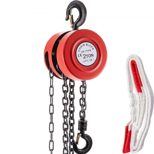 VEVOR Hand Chain Hoist, 6600 lbs /3 Ton Capacity Chain Block, 10ft/3m Lift Manual Hand Chain Block, Manual Hoist w/Industrial-Grade Steel Construction for Lifting Good in Transport & Workshop, Red