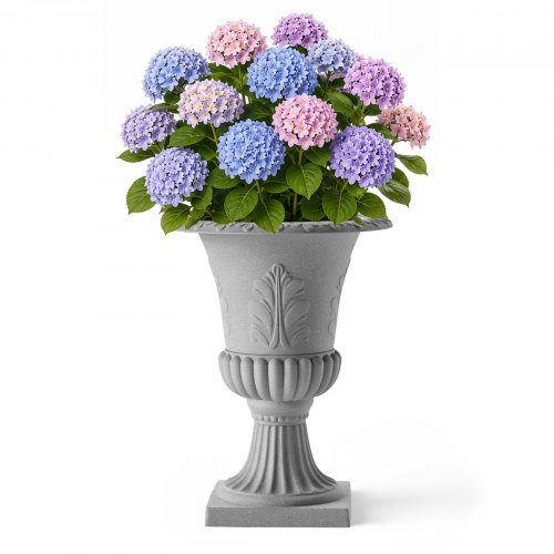 Vevor Plastic Urn Planter 15.75"x21.26" 1 Pack Gray Classic Urn Flower Pot, for Wedding, Party, Event, Home, Stage, Garden, Balcony, and Patio Decoration, Front Porch Planter, Indoor & Outdoor Vase
