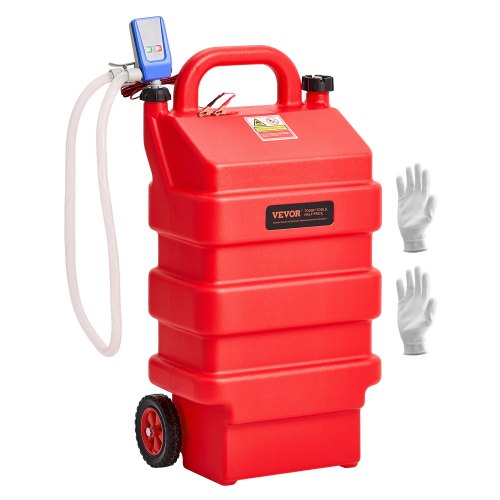 

Both diesel and gasoline can be used！Fuel Caddy 16 Gallon Portable Fuel Tank with 12V DC Electric Transfer Pump