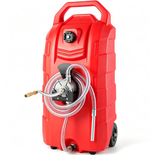 Vevor 16 Gallon Fuel Caddy, 7.8 L/Min, Portable Gas Storage Tank Container With Hand Pump Rubber Wheels, Fuel Transfer Storage Tank For Gasoline Diese-image