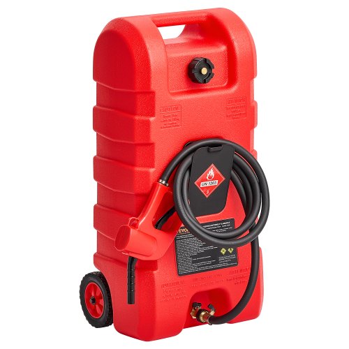VEVOR Fuel Caddy, 15 Gallon, Portable Fuel Tank with Gravity & Hand Pump Modes, Fuel Tank Container with Wheels, 10 ft Delivery Hose & Manual Pump, Ga