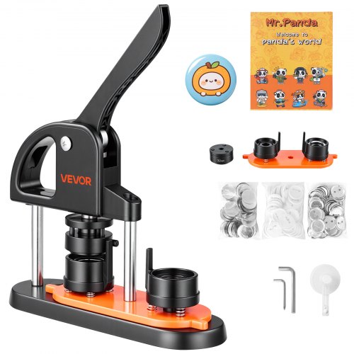 Vevor Button Maker, 1.25 Inch/32Mm Pin Maker With 500Pcs Button Parts, Ergonomic Arc Handle Punch Press Kit, Button Maker Machine With Panda Magic Boo-image